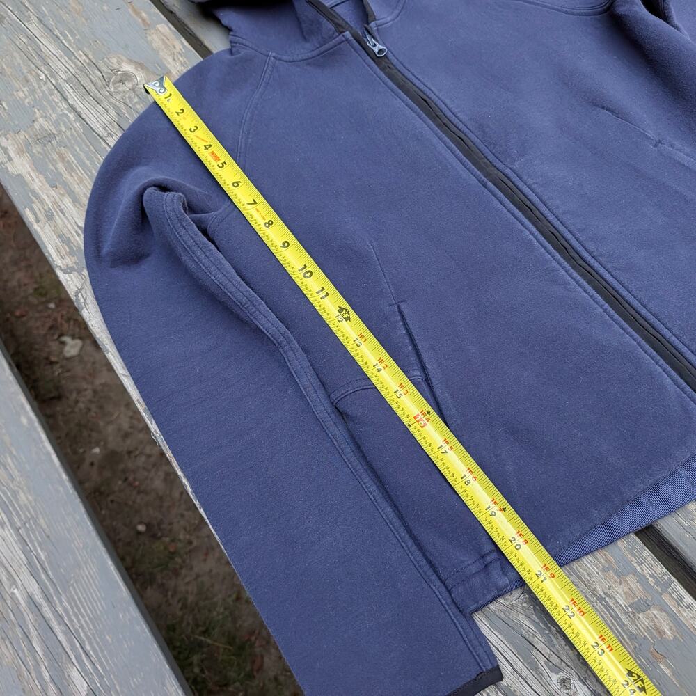 Lululemon Navy Blue Sweater Knit Fleece Full Zip Hoodie Jacket Paneled Back - Picture 8 of 10